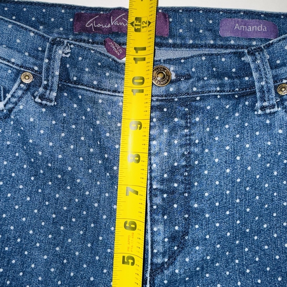 Gloria Vanderbilt Amanda Jeans 12P Blue Polka Dot Tapered Leg High Rise Petite - Picture 5 of 8